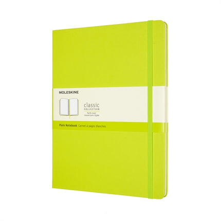 Moleskine  Classic Notebook Plain Notebook Hard Cover and Elastic Closure Size XLarge 19 x 25 cm Colour Lemon Green 192 Pages