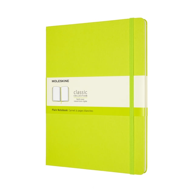 Moleskine  Classic Notebook Plain Notebook Hard Cover and Elastic Closure Size XLarge 19 x 25 cm Colour Lemon Green 192 Pages