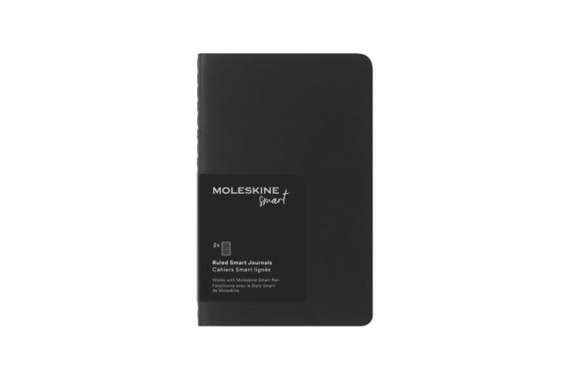 Moleskine Smart Cahier Journals Set of 2 Digital Cahiers with Lined Pages Compatible with Pen  Cardboard Cover Pocket Size 9 x 14 cm Black 64 Pages