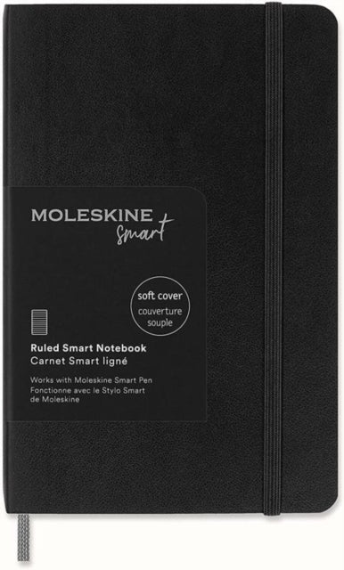 Moleskine Smart Notebook Smart Writing System Smart Notebook with Soft Cover Ruled Pages and Elastic Closure Pocket Size 9 x 14 Colour Black