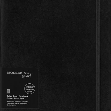 Moleskine Smart Notebook Smart Writing System Smart Notebook with Soft Cover Ruled Pages and Elastic Closure XL Format 19 x 25 Colour Black