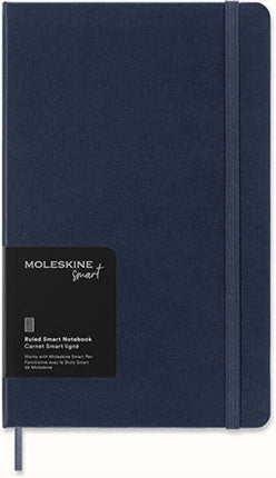 Moleskine Smart Notebook Smart Writing System Smart Notebook with Hard Cover Ruled Pages and Elastic Closure Large Format 13 x 21 Sapphire Blue Colour