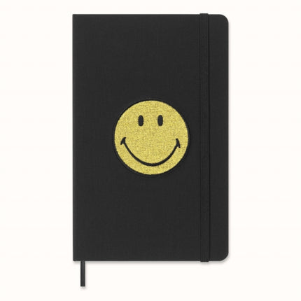 Moleskine  Limited Edition Smiley Ruled Notebook Hard Cover and Elastic Closure Journal Size Large 13 x 21 cm Colour Black