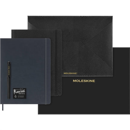 Moleskine Precious  Ethical XL Collectors Box Black  Petroleum Softcover Notebooks Pen Document Envelope