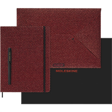 Moleskine Ltd. Ed. Shine XL Ruled Hardcover Notebook Document Envelope Fountain Pen Collectors Box Metallic Red