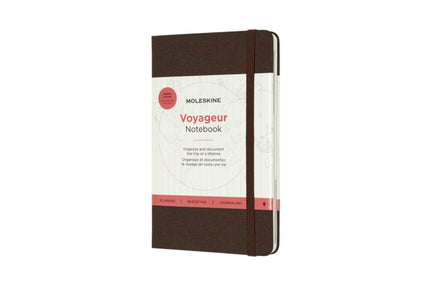 Moleskine Voyageur Notebook Travel Notebook Fabric Hard Cover with Elastic Closure Coffee Brown Colour Size 11.5 x 18 cm 208 Pages