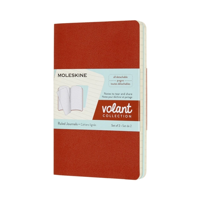 Moleskine QP711F16B24 Volant Pocket Ruled Journals  Coral OrangeAqua Blue