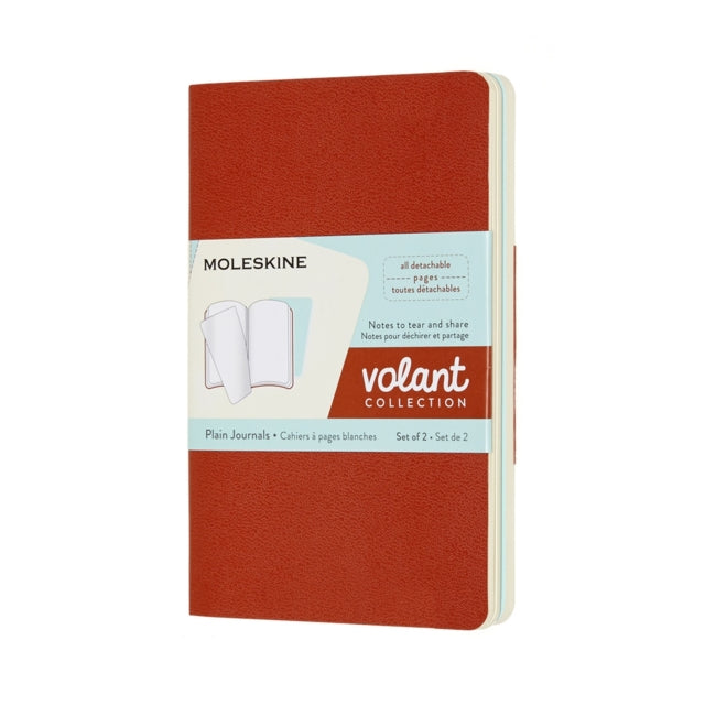 Moleskine QP713F16B24 Volant Pocket Plain Journals  Coral OrangeAqua Blue