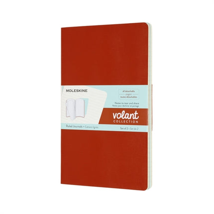 Moleskine QP721F16B24 Large Volant Ruled Journals Coral OrangeAqua Blue