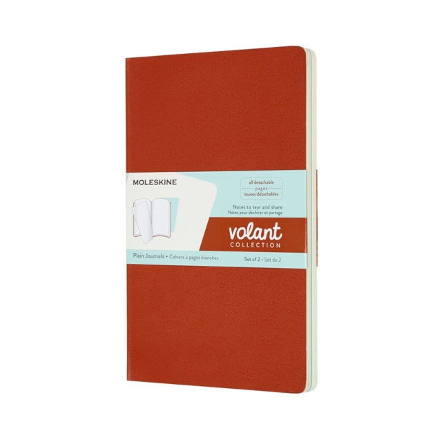 Moleskine Volant Journals Large Plain Coral Orange Aqua.Blue