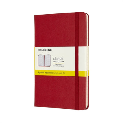 Moleskine Classic Squared Paper Notebook Hard Cover and Elastic Closure Journal Color Scarlet Red Size Medium 11.5 x 18 cm 208 Pages