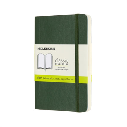 Moleskine Classic Plain Paper Notebook  Soft Cover and Elastic Closure Journal  Color Myrtle Green  Pocket 9 x 14 A6  192 Pages