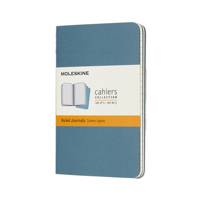 Set Of 3 Moleskine Pocket Ruled Cahier Journals Brisk Blue