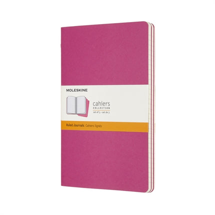 Set Of 3 Moleskine Large Ruled Cahier Journals Kinetic Pink