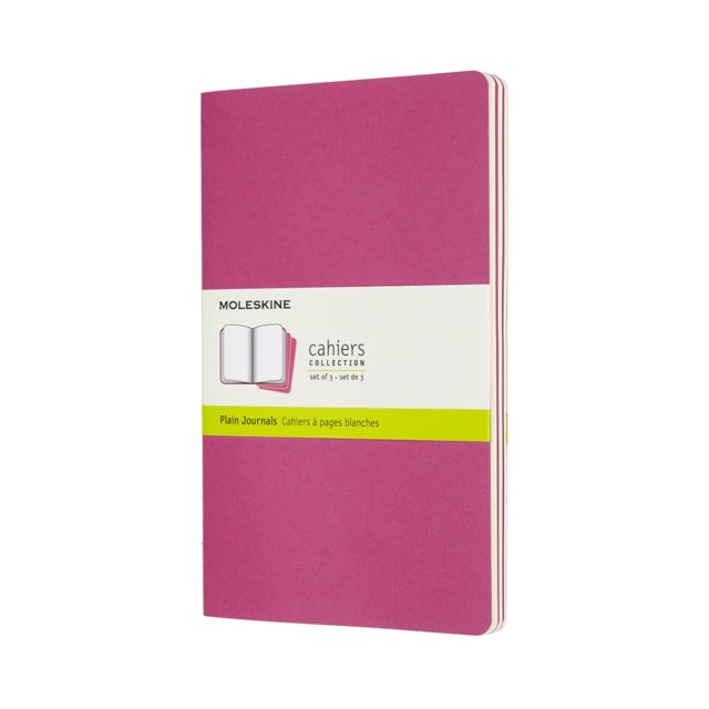 Set Of 3 Moleskine Large Plain Cahier Journals Kinetic Pink