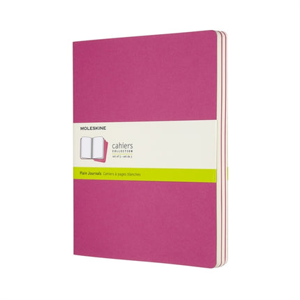 Moleskine Cahier Journal Set 3 Notebooks with Plain Pages Cardboard Cover with Visible Cotton Stiching Colour Kinetic Pink Extra Large 19 x 25 cm 120 Pages