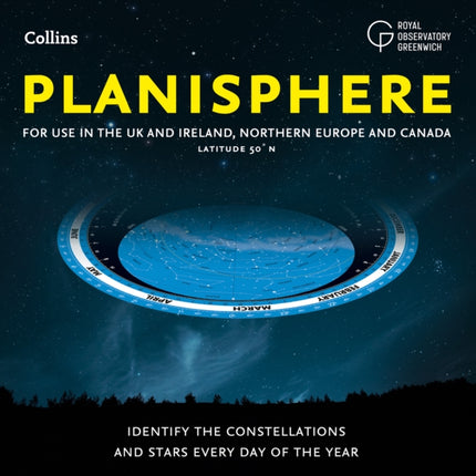 Planisphere: Latitude 50°N – for use in the UK and Ireland, Northern Europe, Northern USA and Canada