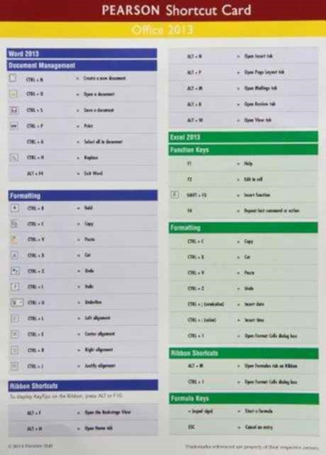 Prentice Hall Office 2013 Shortcut Card