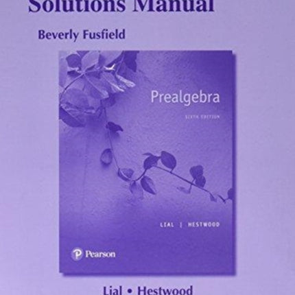 Student Solutions Manual for Prealgebra