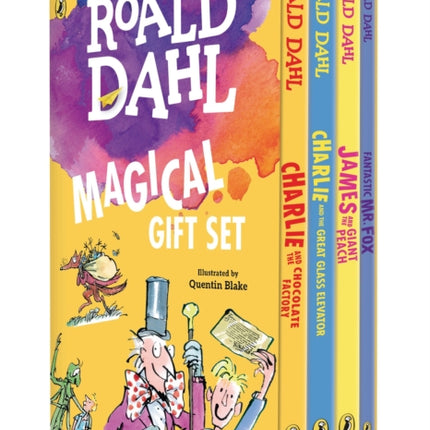 Roald Dahl Magical Gift Set (4 Books): Charlie and the Chocolate Factory, James and the Giant Peach, Fantastic Mr. Fox, Charlie and the Great Glass Elevator