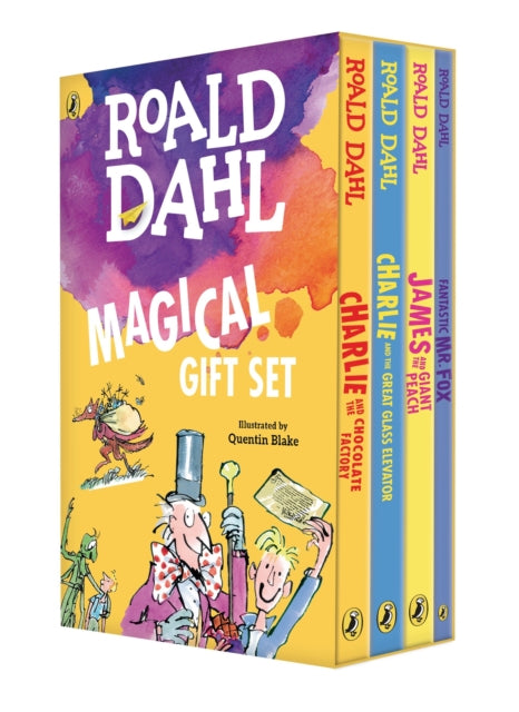 Roald Dahl Magical Gift Set (4 Books): Charlie and the Chocolate Factory, James and the Giant Peach, Fantastic Mr. Fox, Charlie and the Great Glass Elevator