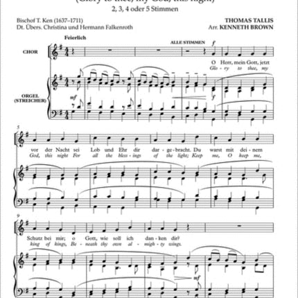 O Herr mein Gott jetzt vor der Nacht Glory to thee my God this night Vocal score