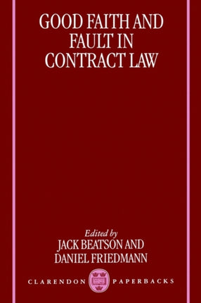Good Faith and Fault in Contract Law