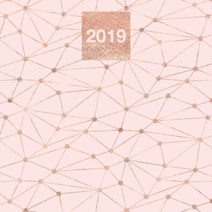 2019 A5 Diary Planner Journal  WO2P Week on 2 Pages Horizontal Layout  Geometric Rose Gold Design