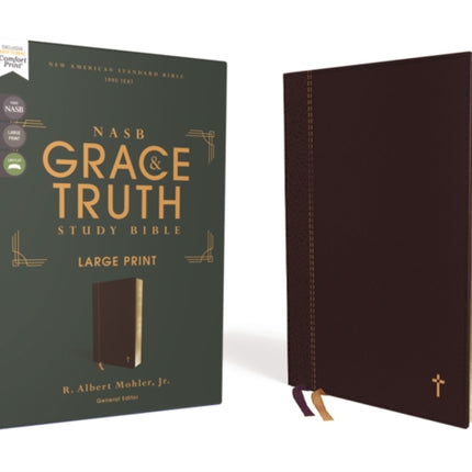 NASB, The Grace and Truth Study Bible (Trustworthy and Practical Insights), Large Print, Leathersoft, Maroon, Red Letter, 1995 Text, Comfort Print