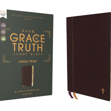 NASB, The Grace and Truth Study Bible (Trustworthy and Practical Insights), Large Print, Leathersoft, Maroon, Red Letter, 1995 Text, Thumb Indexed, Comfort Print