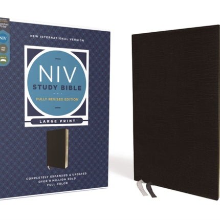 NIV Study Bible, Fully Revised Edition (Study Deeply. Believe Wholeheartedly.), Large Print, Bonded Leather, Black, Red Letter, Comfort Print