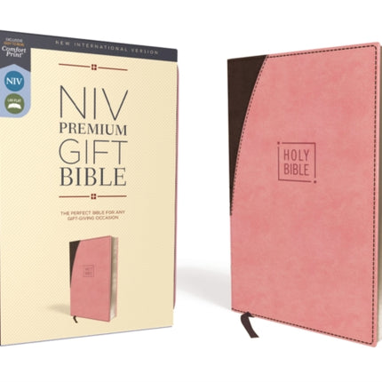 NIV Premium Gift Bible Leathersoft PinkBrown Red