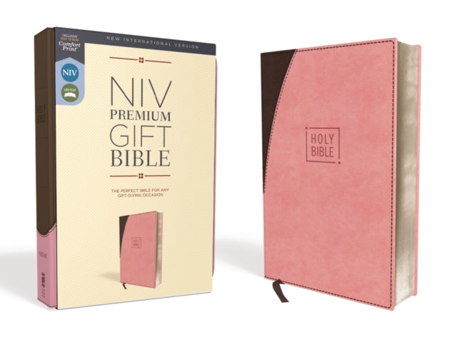 NIV, Premium Gift Bible, Leathersoft, Pink/Brown, Red Letter, Comfort Print: The Perfect Bible for Any Gift-Giving Occasion