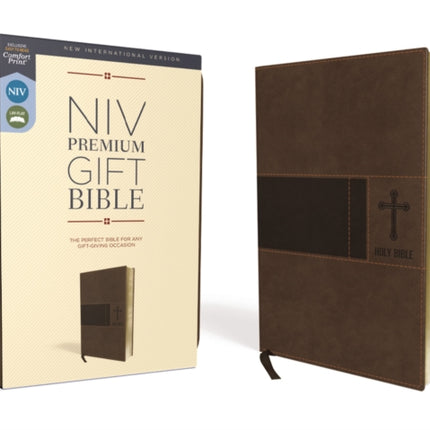 NIV, Premium Gift Bible, Leathersoft, Brown, Red Letter, Comfort Print: The Perfect Bible for Any Gift-Giving Occasion