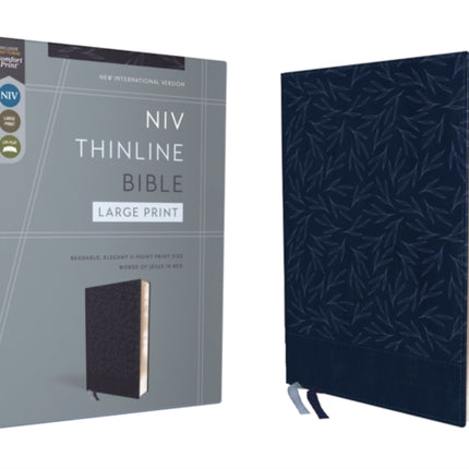 NIV, Thinline Bible, Large Print, Leathersoft, Navy, Red Letter, Comfort Print