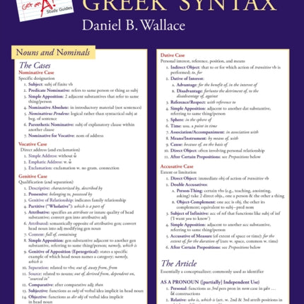 New Testament Greek Syntax Laminated Sheet