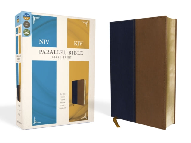 NIV, KJV, Parallel Bible, Large Print, Leathersoft, Navy/Tan: The World's Two Most Popular Bible Translations Together