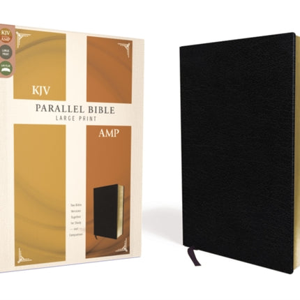 KJV, Amplified, Parallel Bible, Large Print, Bonded Leather, Black, Red Letter: Two Bible Versions Together for Study and Comparison