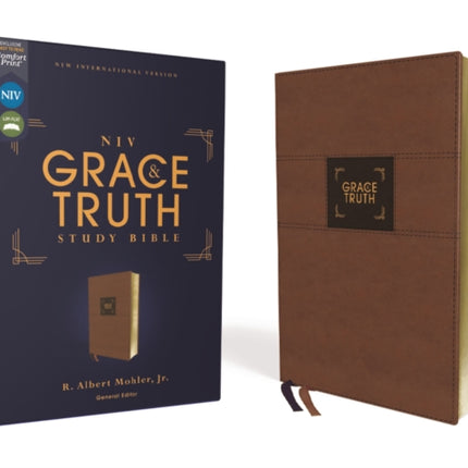 NIV, The Grace and Truth Study Bible (Trustworthy and Practical Insights), Leathersoft, Brown, Red Letter, Comfort Print