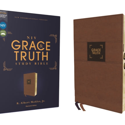 NIV, The Grace and Truth Study Bible (Trustworthy and Practical Insights), Leathersoft, Brown, Red Letter, Thumb Indexed, Comfort Print