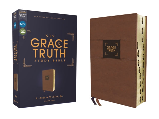 NIV, The Grace and Truth Study Bible (Trustworthy and Practical Insights), Leathersoft, Brown, Red Letter, Thumb Indexed, Comfort Print