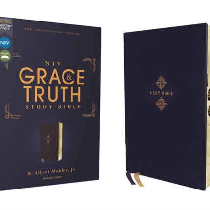 NIV, The Grace and Truth Study Bible (Trustworthy and Practical Insights), Leathersoft, Navy, Red Letter, Thumb Indexed, Comfort Print