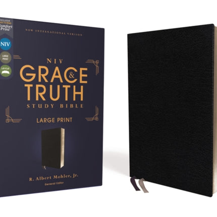 NIV, The Grace and Truth Study Bible (Trustworthy and Practical Insights), Large Print, European Bonded Leather, Black, Red Letter, Comfort Print