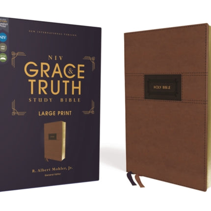 NIV, The Grace and Truth Study Bible (Trustworthy and Practical Insights), Large Print, Leathersoft, Brown, Red Letter, Comfort Print