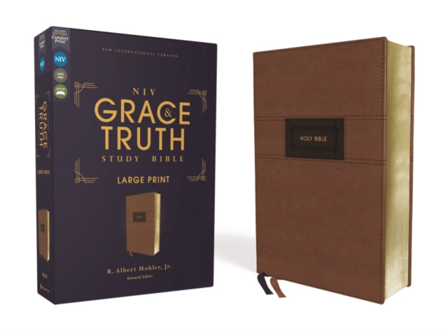 NIV, The Grace and Truth Study Bible (Trustworthy and Practical Insights), Large Print, Leathersoft, Brown, Red Letter, Comfort Print