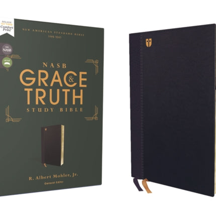 NASB, The Grace and Truth Study Bible (Trustworthy and Practical Insights), Leathersoft, Navy, Red Letter, 1995 Text, Thumb Indexed, Comfort Print