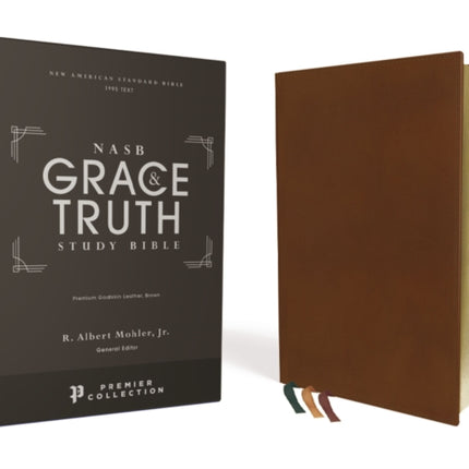 NASB, The Grace and Truth Study Bible, Premium Goatskin Leather, Brown, Premier Collection, Black Letter, 1995 Text, Art Gilded Edges, Comfort Print