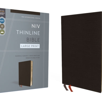 NIV, Thinline Bible, Large Print, Bonded Leather, Black, Red Letter, Comfort Print