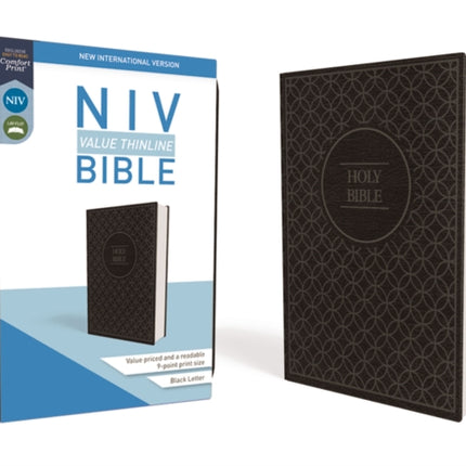 NIV, Value Thinline Bible, Leathersoft, Gray/Black, Comfort Print