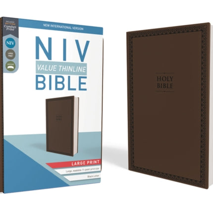 NIV, Value Thinline Bible, Large Print, Leathersoft, Brown, Comfort Print